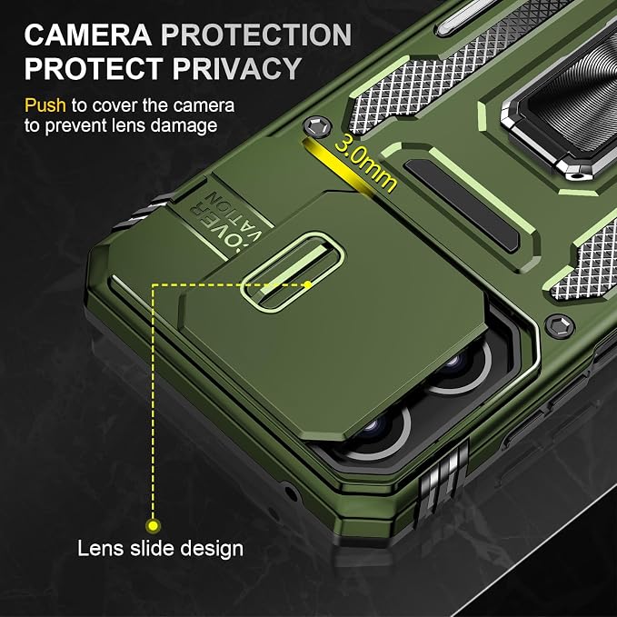 for Moto G 2025 Case with Screen Protector and with Camera Cover, 360°Military Grade Rotatable Kickstand (Heavy Duty) Shockproof Protective, Case for Moto G 2025 Army Green - Image 6