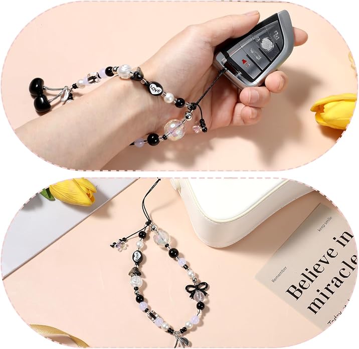 Ouligay Cherry Phone Charm Strap Cute Phones Lanyard Wrist Beaded Camera Strap Wrist Chain String for Bag Case Bags Pendants Decor Chains Small Gifts for Best Friend Sister - Image 5