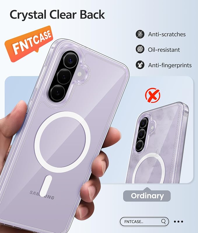 FNTCASE for Galaxy A37/A36 5G Phone Case, Fit for Magsafe, Screen Protector | Anti Yellowing Magnetic Back, 14FT Military Grade Drop Protection, Shockproof Protective, for Samsung A37 Cover, Transparent - Image 6