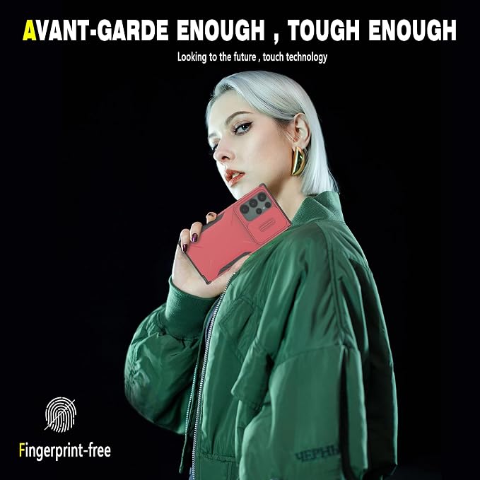 for Galaxy S22 Ultra Case with 1 HD Screen Protector & Slide Camera Cover [Military-Grade] Phone Case Heavy Duty Rugged Shockproof Protective Cover for Samsung Galaxy S22 Ultra(Red) - Image 7