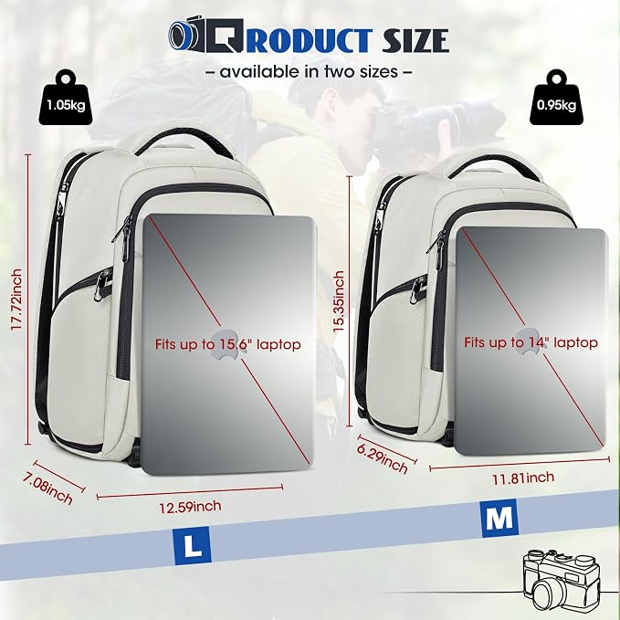 Camera Backpack Camera Bag for Photographers DSLR SLR Mirrorless Camera Cases with Waterproof Rain Cover & Laptop Compartment Fits 14 Inch Laptop,Anti Theft Travel photography backpack,Beige - Image 9
