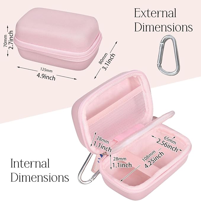 Digital Camera Case for FJFJOPK/for Lecnippy 4K Vlogging Camera/SECHKISS/Fleafer Upgrade FHD 1080P Digital Camera with Mesh Pocket for Accessories SD Card Cable (Case Only) (Pink) - Image 3