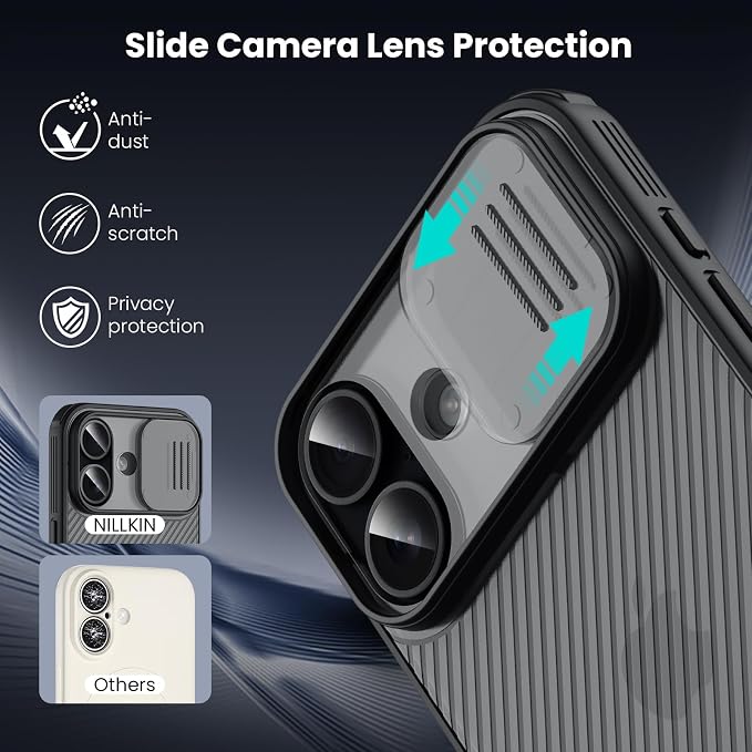 Nillkin for iPhone 17 Case with Slide Camera Cover & Thin Slim Fit | Shockproof Protective | Protector Privacy | Phone Case Camera Lens Protector, Transparent Black - Image 2
