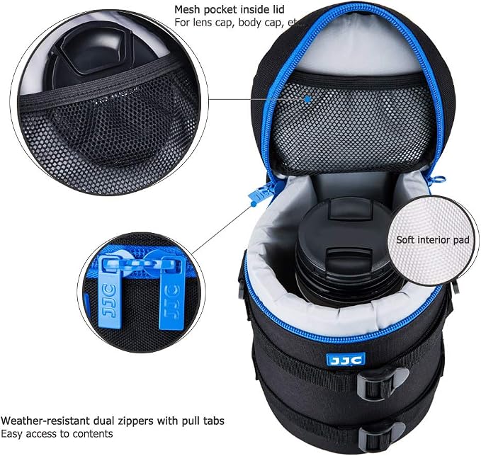 JJC Deluxe Lens Case Pouch Bag for Camera Lens Below 4.3" x 7.4"(D x L) | for Canon EF 70-200mm f4L IS II, EF 28-300mm f3.5-5.6, Nikon AF-S 70-200mm f4G ED VR,AF-Nikkor 80-200mm f2.8D ED Lens & More - Image 4
