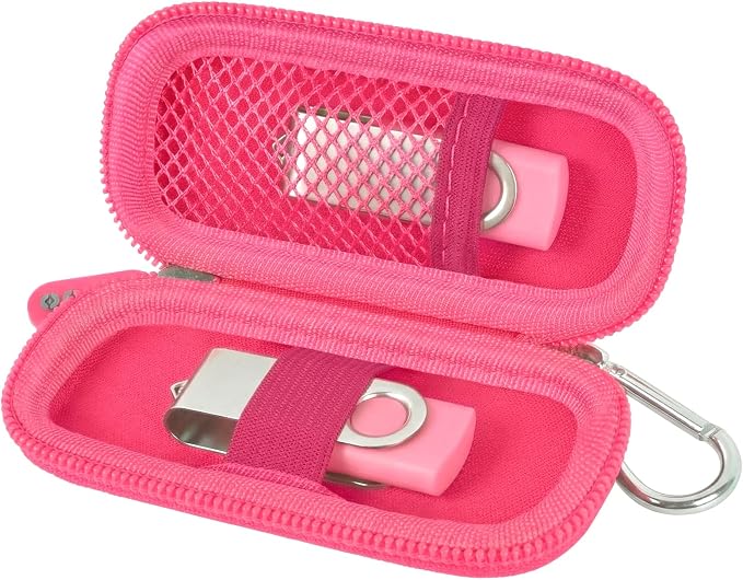 USB Flash Drive Case, SD Card/Thumb Drive/Memory Cards Holder, Bag Only | SDXC/SDHC Storage, Electronic Accessories Organizer for SanDisk / for Samsung, for Students/IT/Office/School/Travel, RoseRed by ALKOO