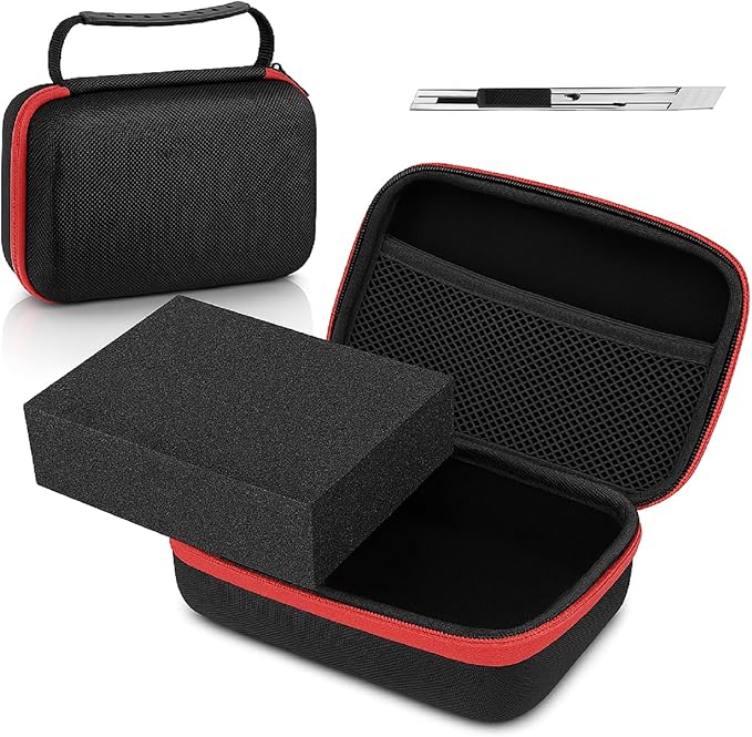 Relaxweex Hard Case with Foam, 7.8 X 6.3 X 3.5 Inch, Black and Red | EVA Waterproof Shockproof Case, Customizable Foam for Camera Electronics Instruments, Digital Products, with Knife by Relaxweex