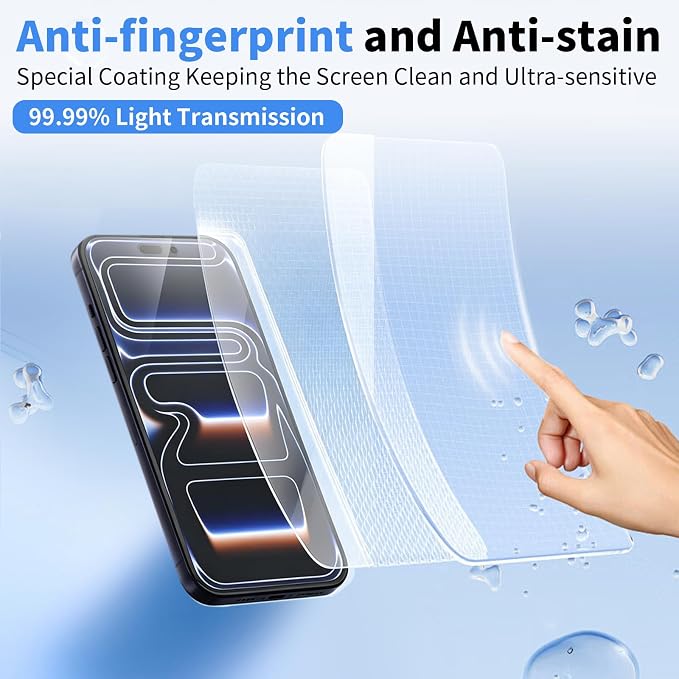 Front Screen and Back Protector for iPhone 17 ProMax +Camera Lens Protector | (2+2+2+1) 9H Hardness, Easy to Install with Alignment Tool,Anti-Fingerprint - Image 4