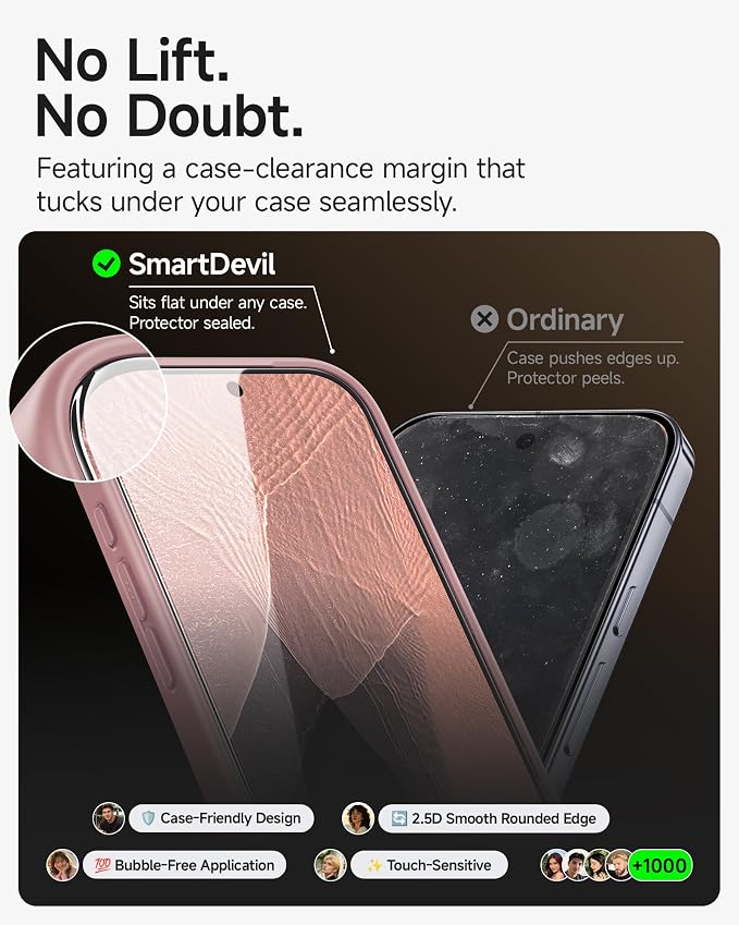 SMARTDEVIL 3 Pack Tempered Glass for Google Pixel 11 Pro Screen Protector | HD Clear, Fingerprint Unlock, Military-Grade Shatterproof Protection, Anti-Shatter, Bubble-Free, Case Friendly, Easy Install - Image 6