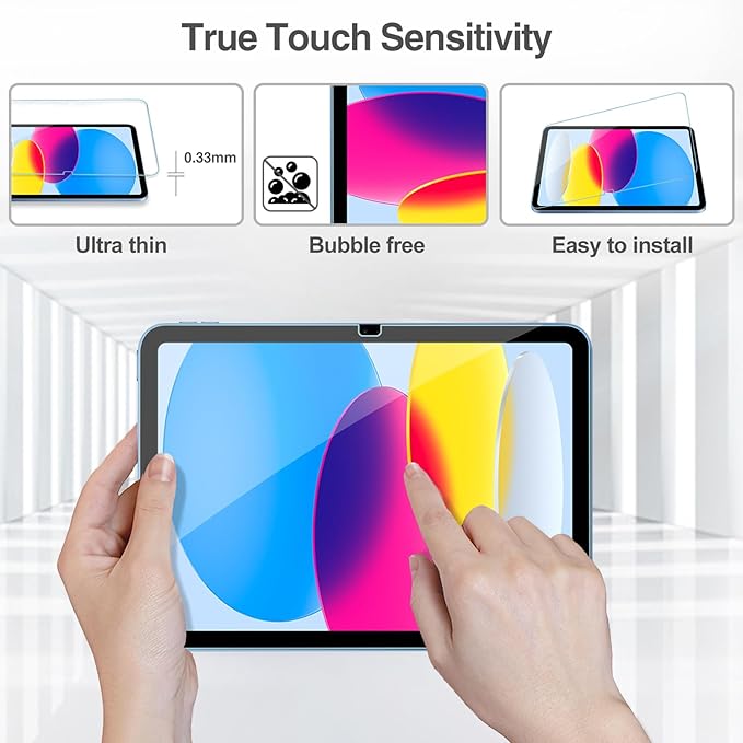 ProCase 2 Pcs Screen Protector for iPad A16 10th with Camera Lens Protector | Tempered Glass for 11" iPad 2025 11th & 10.9 10th Generation -Blue - Image 4