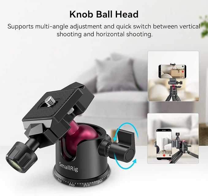SmallRig Mini Tripod for Camera, Updated Desktop Tabletop Tripod with Arca-Type Compatible QR Plate, 360° Ball Head and 1/4 Screws Portable for Compact Cameras DSLRs, Phone, Gopro - BUT2664 - Image 3