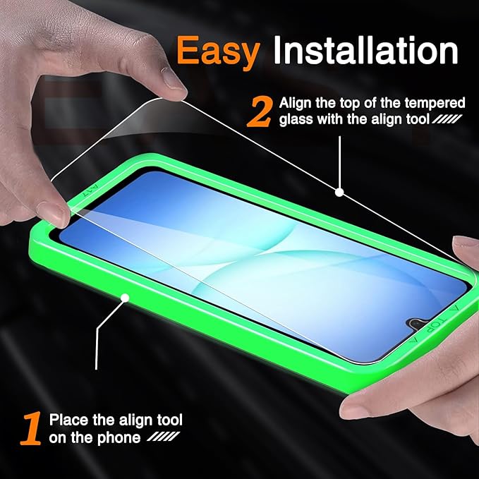 Wiaocit Tempered Glass Screen Protector for Samsung Galaxy A17 5G | 3+3 Pack, 9H Hardness, Camera Lens Protector, Installation Frame, Bubble Free, Case Friendly - Image 2