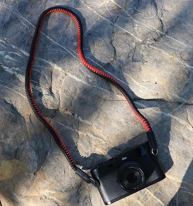 Paracord Woven Camera Neck Shoulder Strap Belt Hand Compatible with Canon Nikon Sony Olympus Pentax Fujifilm Panasonic SLR DSLR Digital Mirrorless Cameras 42 inch Red Black - Image 2