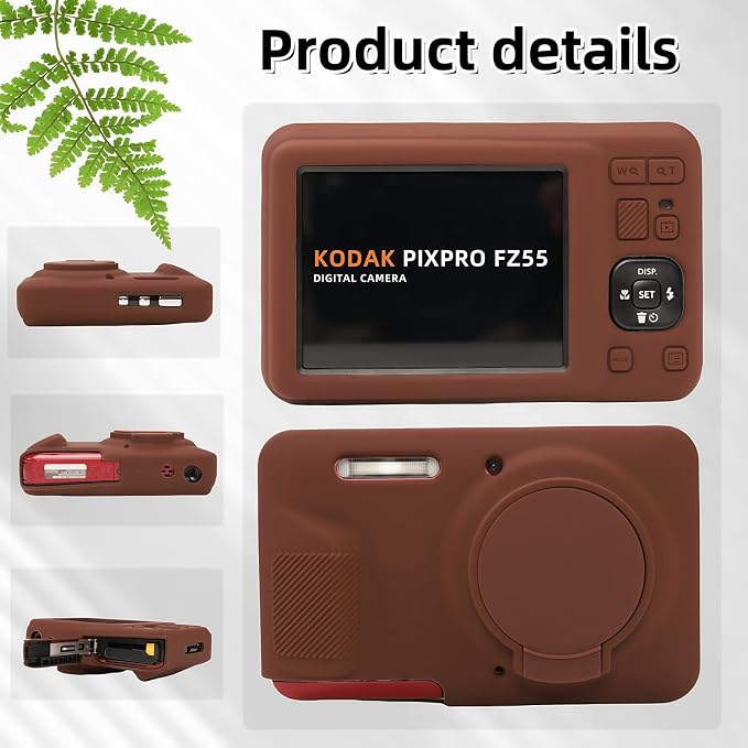 Case for Kodak PIXPRO FZ55, FZ55 accessories | Soft Silicone Protective Case Removable Lens Cover, Comes with 2 Screen Protectors and 1 Wrist Strap. (Brown) - Image 5