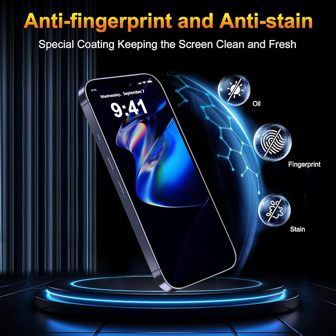 QsmQam 3 Pack Screen Protector for iPhone 17 Pro 6.3 Inch + 1 Pack Individual Camera Lens Protector, Ultra HD Tempered Glass, Military Grade Shatterproof, Case Friendly [with Installation Frame] - Image 5