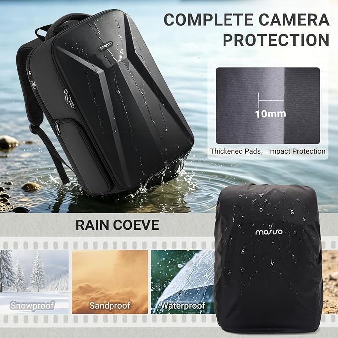 MOSISO Camera Backpack,Photography Camera Bag with Lens Pouch,Black | DSLR/SLR/Mirrorless Waterproof Hardshell Case, Tripod Holder&15.6 inch Laptop Compartment Compatible with Canon/Nikon/Sony - Image 8