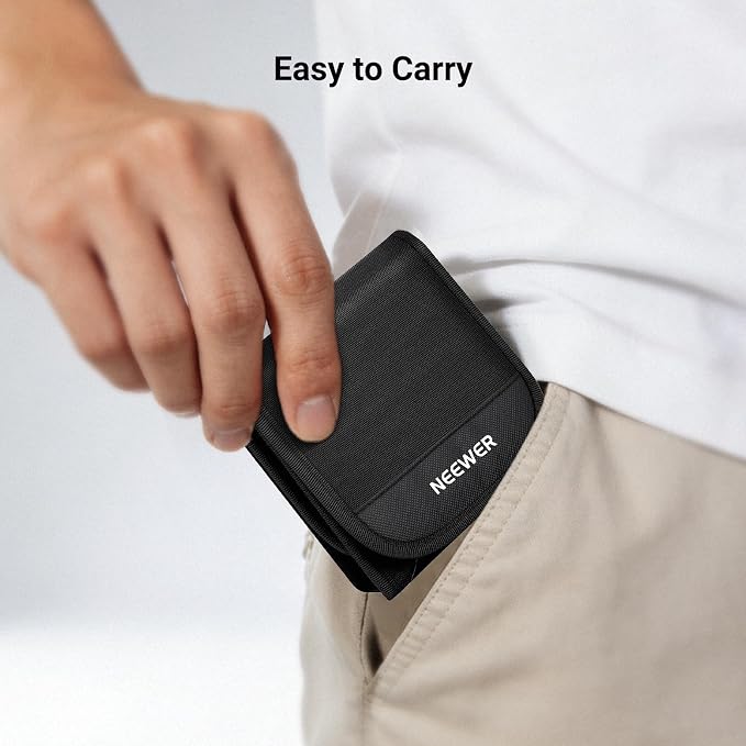 NEEWER 82mm Filter Case, Trifold Foldable Splash Resistant Protective Carry Pouch Storage Bag Accessories, Holds Up to Three 82mm Round Camera Lens Filters, PB15 - Image 2