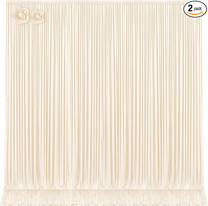 10x12 Champagne Backdrop Curtains for Wedding Party Wrinkle Free Backdrops Curtain Drapes Fabric Decorations Photo Back Drop Cloth for Baby Shower Photography Stage Reception 5ft x 12ft,2 Panels by Tao-GePartyDecorations