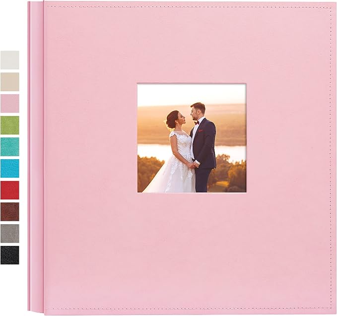 potricher Large Photo Album 4x6 1000 Photos, Leather Cover, Pink | Large Capacity Picture Albums with 1000 Horizontal and Vertical Pockets, Photo Book for Family, Wedding, Anniversary, Baby by potricher