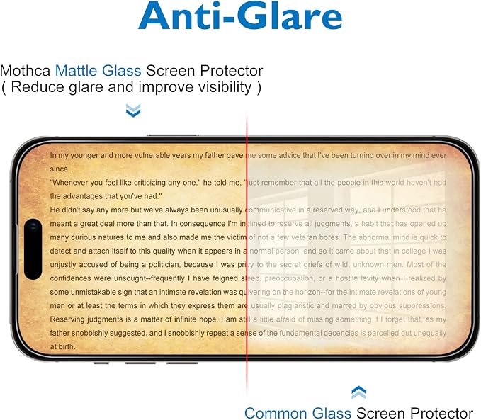 Mothca 2 Pack Matte Glass Screen Protector for iPhone 14 Pro [6.1 inch] with 2 Pack Camera Lens Protector, Anti-Glare & Anti-Fingerprint Tempered Glass Film, Case Friendly Bubble Free Smooth as Silk - Image 3