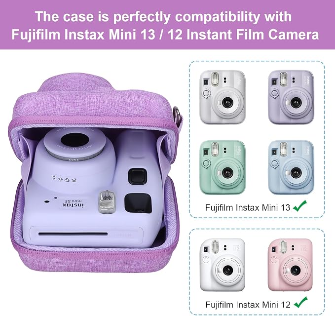 LTGEM Hard Case Compatible with Fujifilm Instax Mini 13, Pastel Blue | Fits Fujifilm Instax Mini 13/12/11/10/9, Hard Carrying Travel Camera Bag with Shoulder Strap - Image 3