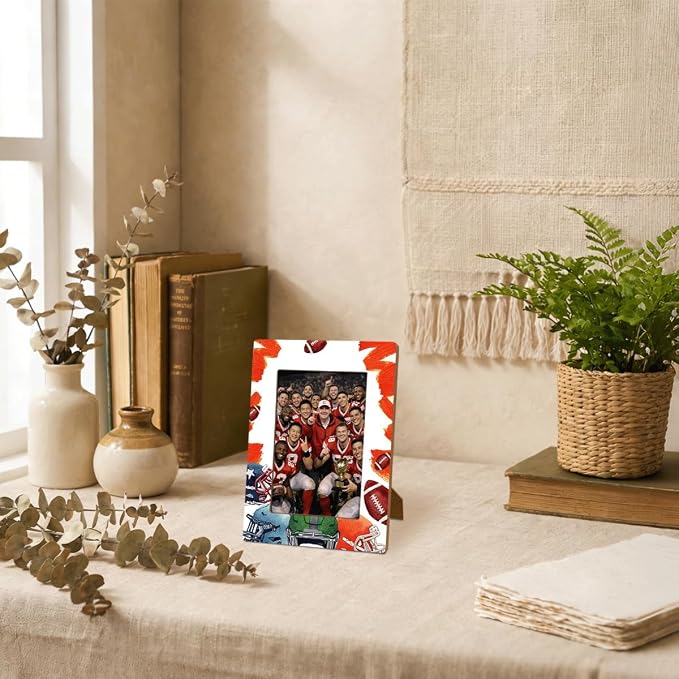 American Football Picture Frame, Sports Themed Photo Frame, Tabletop Display Frames for American Football Players and Coaches, Sports Decor for Home Office, Insert 4x6 Inches Photos - Image 3