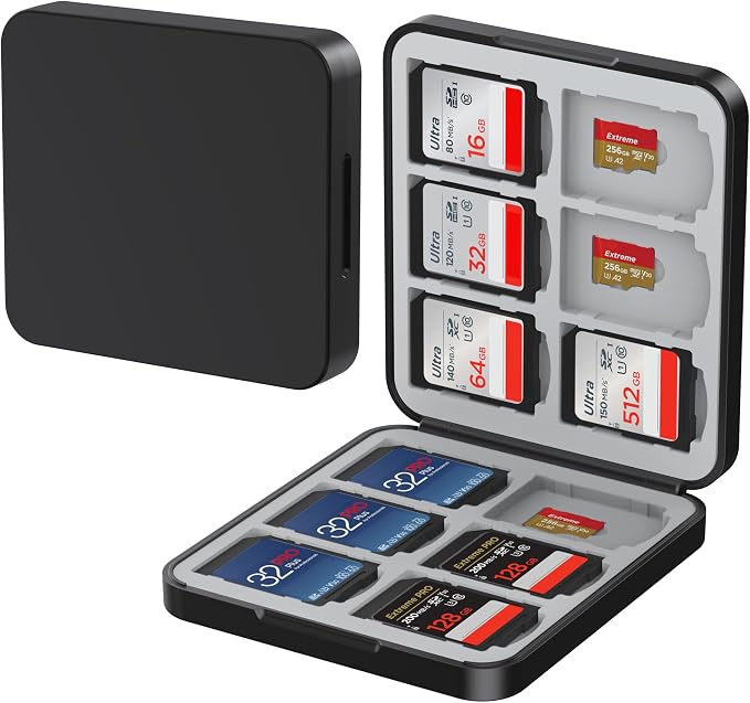 HEIYING Memory Card Holder with 24 Card Slots for SD and Micro SD Cards | 12 SD + 12 Micro SD Slots, Magnetic Closure, Compact Portable Storage case with Soft Silicone Interior for Card Protection by HEIYING