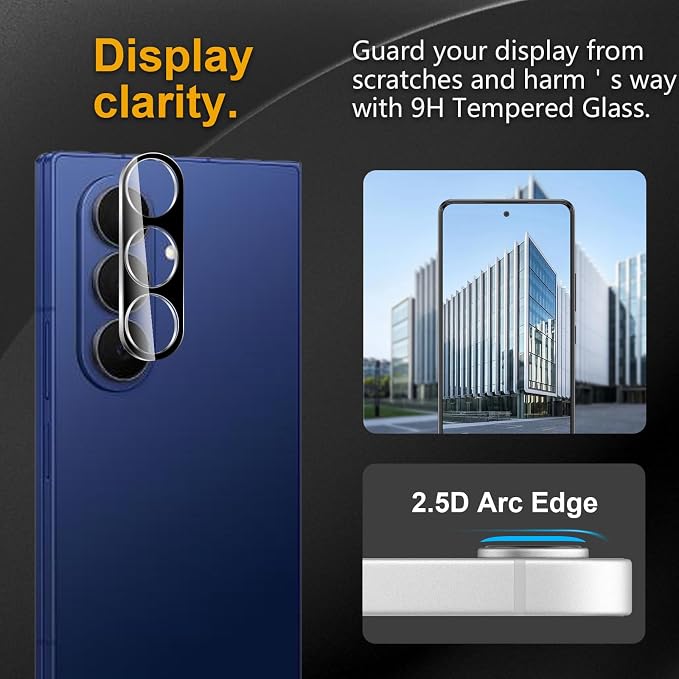 3 Pack Camera Lens Protector for Samsung Galaxy Z Fold 7 | Tempered Glass,Anti-Fingerprint,9H Hardness,Scratch Resistant,Easy to Install,Bubble Free,HD Clarity - Image 2