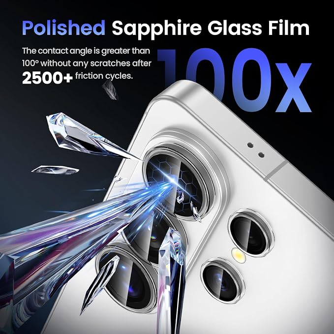Tensea Compatible with Samsung Galaxy S26 Ultra Camera Lens Protector | 9H Tempered Glass Camera Cover Screen Protector Metal Individual Ring [Installation Tray][Case Friendly] - Image 6