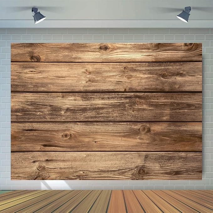 7x5FT Rustic Wood Wall Backdrop Natural Brown Wooden Board Photography Background Baby Shower Birthday Party Cake Table Decoration Banner Backdrops Photo Booth Prop 11839 - Image 3