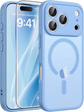 FNTCASE for iPhone 17 Pro Max Case, Fit for Magsafe, Screen Protector | Full Camera Protection, Translucent Matte, 14FT Military Grade Drop Proof, Shockproof Protective Phone Cover, Light Blue by FNTCASE