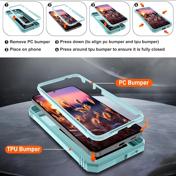 Gritup for Samsung Galaxy A57 5G Phone Case with Camera Cover | 2*Screen Protector & 360° Rotating Ring Kickstand, Military Grade Protective Cover para Samsung A 57, Green - Image 3