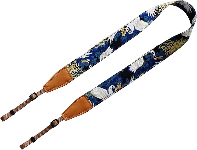 UNIKSTRAP Original Design Personalized Adjustable Camera Strap Chrysanthemum & Crane in Blue, Fit for Canon Nikon Sony Olympus Interchangeable Lens Digital Camera/DSLR etc. - Image 2