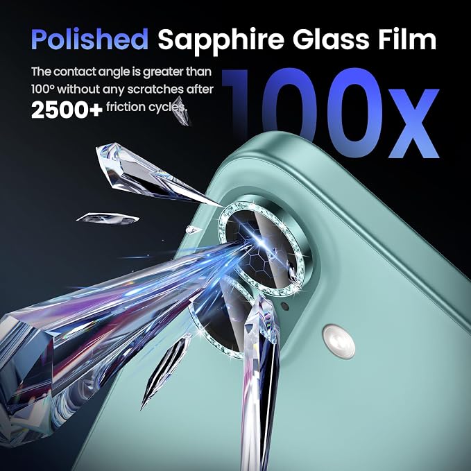 Tensea for iPhone 16/16 Plus Camera Lens Protector Bling, Camera Cover | 9H Tempered Glass Camera Screen Protector, Metal Individual Ring for iPhone16 6.1inch/ 16Plus 6.7inch, HD Clear, Easy Install - Image 5