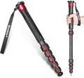 Camera Monopod, C-666L 32mm Tube Carbon Fiber Monopod with Walking Stick Handle, Portable Compact Lightweight for DSLR Cameras Canon Sony Nikon Travel by Manbily