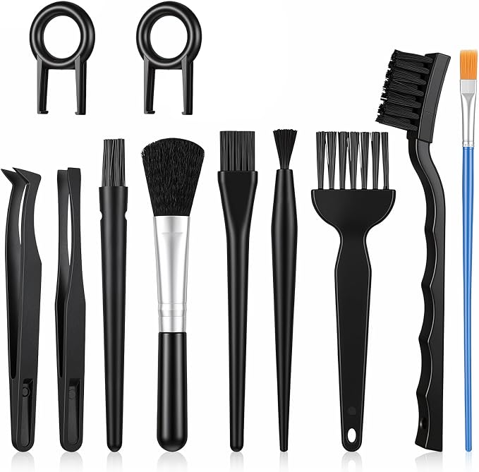 11 Pcs Mini Keyboard Cleaning Brushes Kit, Mini Anti Static Brush with Keycap Puller Tweezers, Dust Cleaning Brushes for Electronic Devices Computer Motherboard Fans Camera Small Space by Unknown
