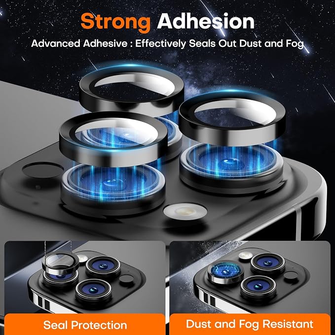 Camera Lens Protector for iPhone 17 Pro Max/17 Pro- Black | 9H Tempered Glass, Metal Individual Camera Cover, Accessories, Anti-drop, Case Friendly, HD Clear, Anti-Scratch - Image 2