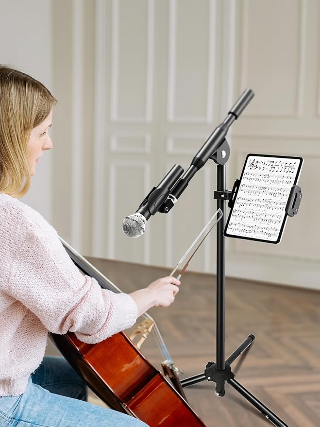 elitehood Universal iPad Mount Clamp, Metal Clip On Tablet Holder for Mic | Dual Adjustable Ball Head, Aluminum iPad Holder for Mic Stand, iPad Pole Mount for Drum Mic Yoke Boat Wheelchair Stroller - Image 8