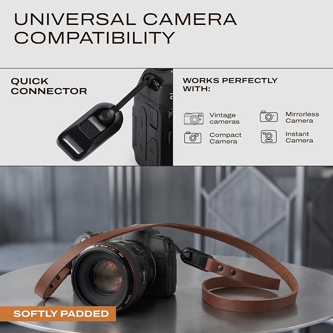 Slim Leather Camera Strap with Quick Release, Neck, Shoulder Strap - Image 3