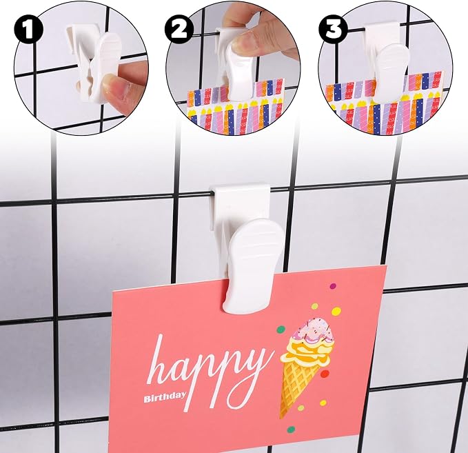 20 Pcs Grid Wall Hooks Clips, Gridwall Accessories Hanging Display Oil Painting Sign Panel Wall Wire Rack Clips for Retail, Art Exhibition and Workspace Organization Displays and Storage - Image 4