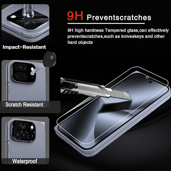 Milomdoi Screen Protector for Google Pixel 10 Pro Fold | 3 Pack Inside TPU Film + 3 Pack Front 9H Tempered Glass + 3 Pack Camera Lens Protector, Easy Installation, No Bubbles - Image 5