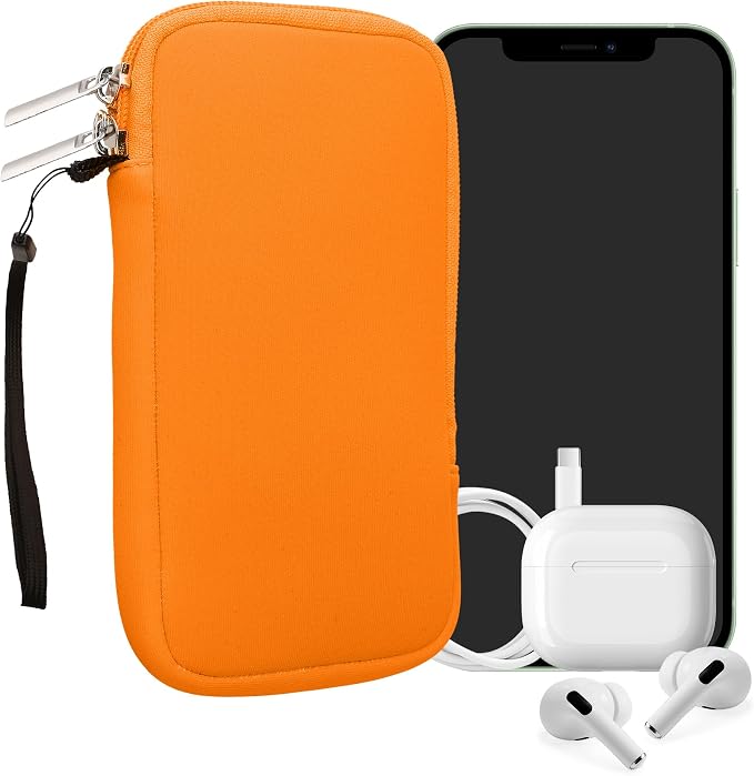 kwmobile Universal Phone Pouch Size XL - 6.7/6.8" - Neoprene Smartphone Pouch with Zip - Water-Repellent Mobile Phone Case - Sleeve in Neon Orange by kwmobile