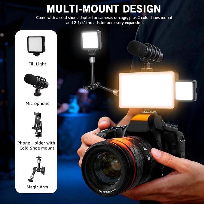 NiceVeedi RGB Selfie Light, 138 LED Beads Phone Light, 360° Full Color Camera Light with Clip and Cold Shoe, CRI95+/180 Minutes Rechargeable Video Light for Video Recording/iPhone/TikTok/Makeup/Zoom - Image 5