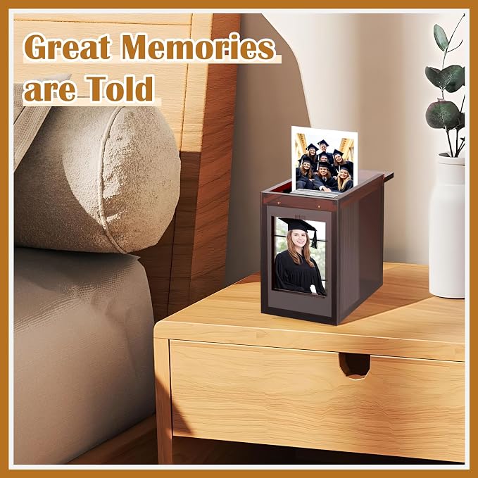 Acrylic Polaroid Frame & Photo Storage Box,for Instax Mini Polaroid Film, 2x3 Instax Frame,with Magnetic Sliding Cover Photos Display,Graduation Gifts Wedding Guest Book Alternative for Reception - Image 2