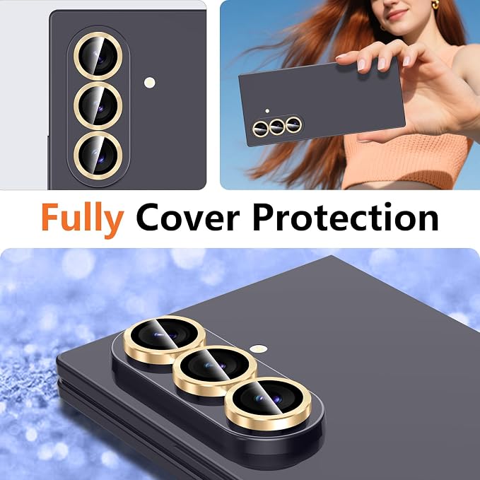for Samsung Galaxy Z Fold 8 Ultra Camera Lens Protector, Individual Metal Ring Tempered Glass Lens Cover, [Strong Adsorption] Scratch Resistant Ultra-Thin HD Clear Lens Cover, 1 Set-Gold - Image 8