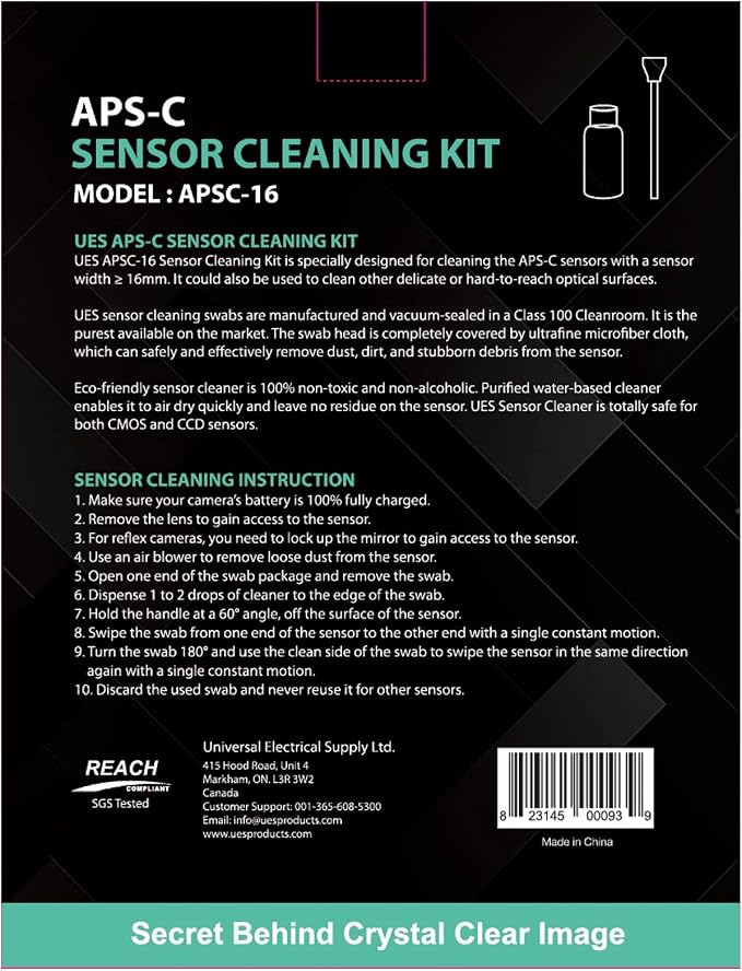 UES APS-C Camera Sensor Cleaning Kit (14 x 16mm Swabs + 15ml Solution) | UES APSC16 Sensor Cleaning Set - Compatible with Sony Nikon Canon Fujifilm DSLR Reflex & Mirrorless Digital Camera CCD&CMOS - Image 9