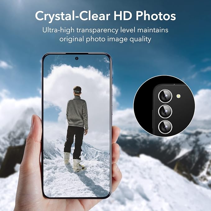 ESR for Samsung Galaxy S23/S23 Plus Camera Lens Protector, 1 Pack, Silver | Individual Camera Cover, 9H Tempered Glass, Original Camera Clarity, Scratch-Resistant, Case Friendly - Image 5