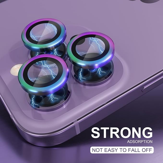 Choiche for iPhone 14 Pro/iPhone 14 Pro Max Camera Lens Protector | Ultra HD, 9H Tempered Glass Camera Cover Screen Protector Metal Ring Decoration Accessories (Colorful) - Image 6