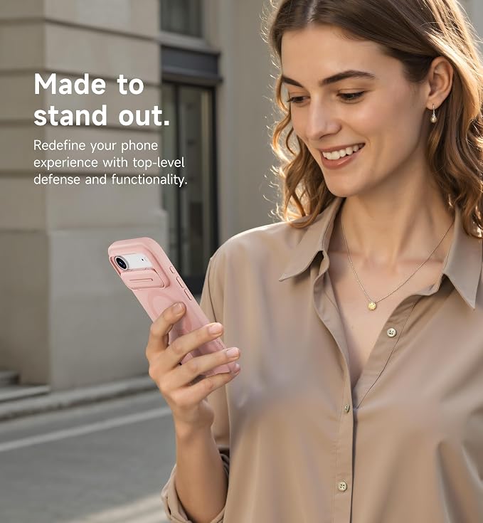 SURITCH for iPhone Air Case with Camera Control Cover, Camera Slide Cover and Adjustable Kickstand, Compatible with MagSafe, Shockproof Bumper Protective Cases for iPhone 17 Air 6.5 Inch, Pink - Image 9