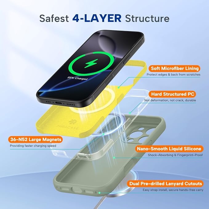 miracase Magnetic for iPhone 16 Pro Case, [Soft Anti-Scratch Microfiber Lining], Compatible with MagSafe, Liquid Silicone Case Shockproof Drop Protection Phone Case for 16 Pro,Patina Green | Compatible with MagSafe, Soft Microfiber Lining, Liquid Silic... - Image 5