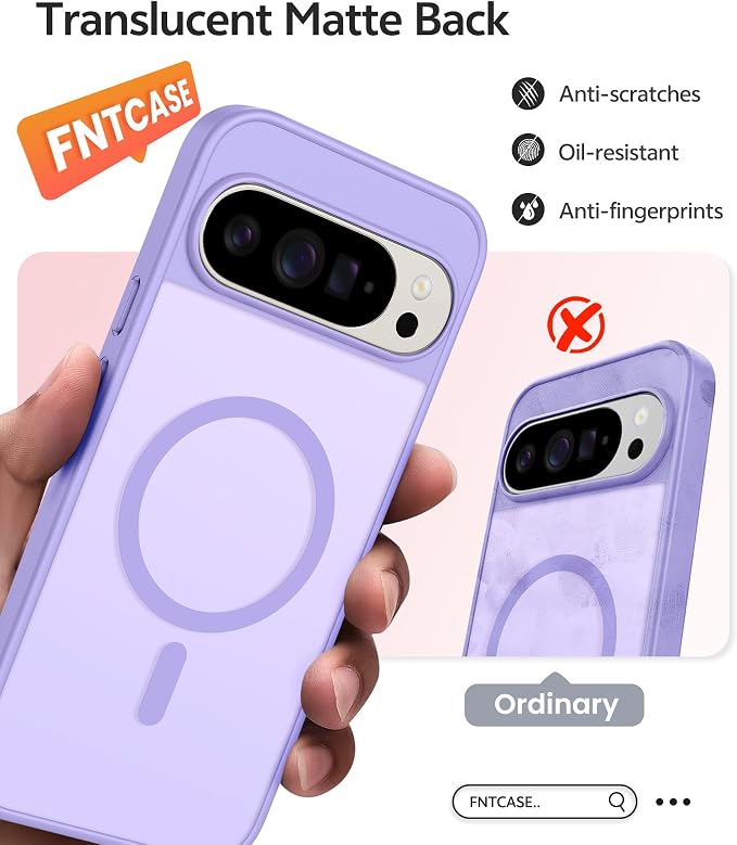 FNTCASE for Google Pixel 10 / Pixel 10 Pro Case, Compatible with Magsafe | Screen Protector, Translucent Matte, 14FT Military Grade Drop Protection, Shockproof Protective Phone Cover, Light Purple - Image 6